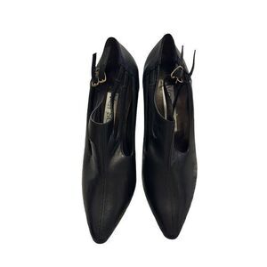 Versani Leather Italian Nappa Nero Heels‎ Sz 7.5 Needs New Cap